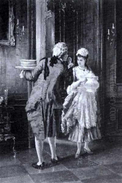 Ein Flirt. Oil Painting by Otto Erdmann