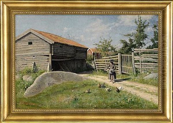 Bondgardsidyll Oil Painting by Elias Erdtman