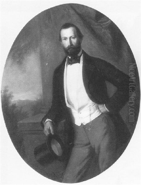 Herrenbildnis Oil Painting by Georg Friedrich Erhardt