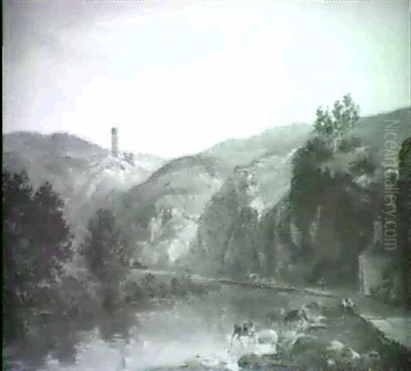 Flusslandschaft Oil Painting by Wilhelm Erhardt