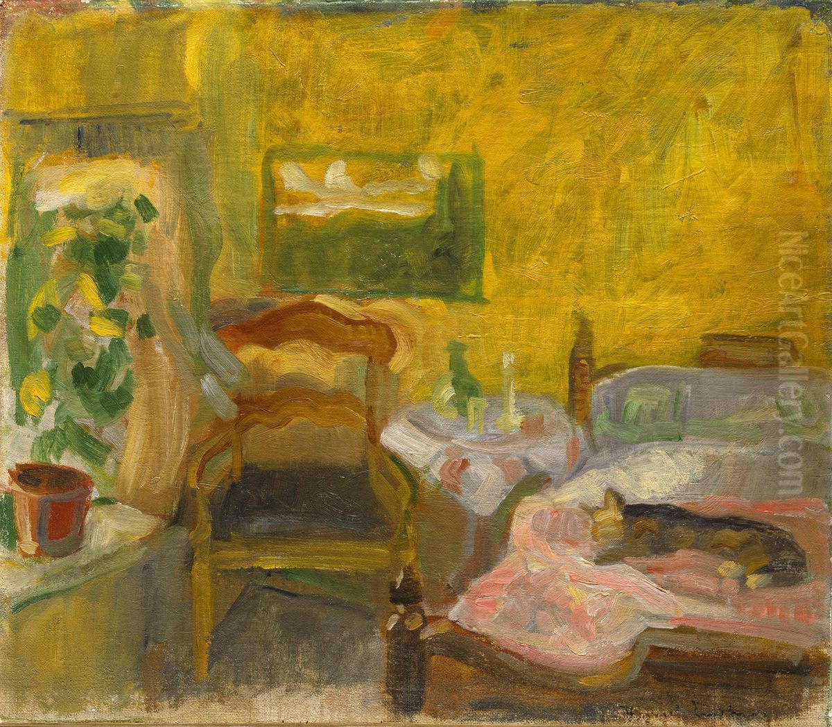 Interior Oil Painting by Thorvald Erichsen
