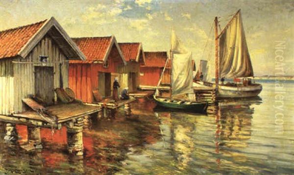 Fiskelege Med Batar Och Sj