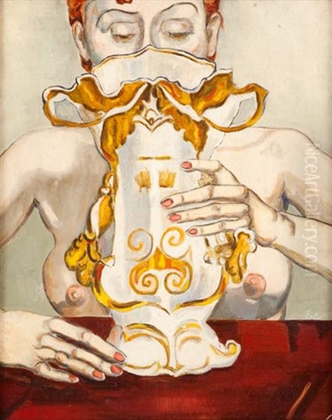 Nudo Di Donna Che Beve Oil Painting by Georg Erler