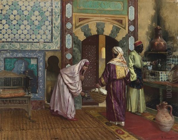 The Hammam Oil Painting by Rudolf Ernst