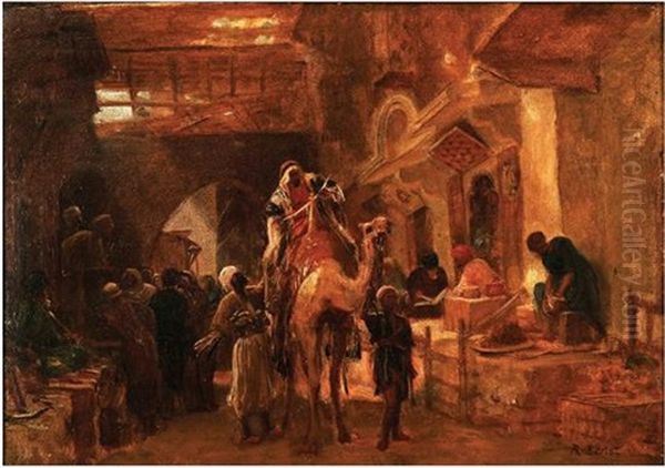 Middle Eastern Market Oil Painting by Rudolf Ernst