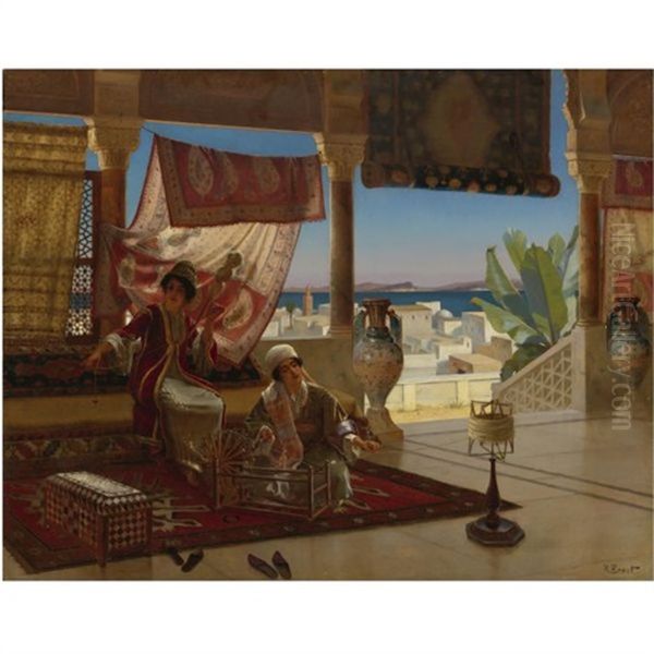 On The Terrace, Tangiers Oil Painting by Rudolf Ernst