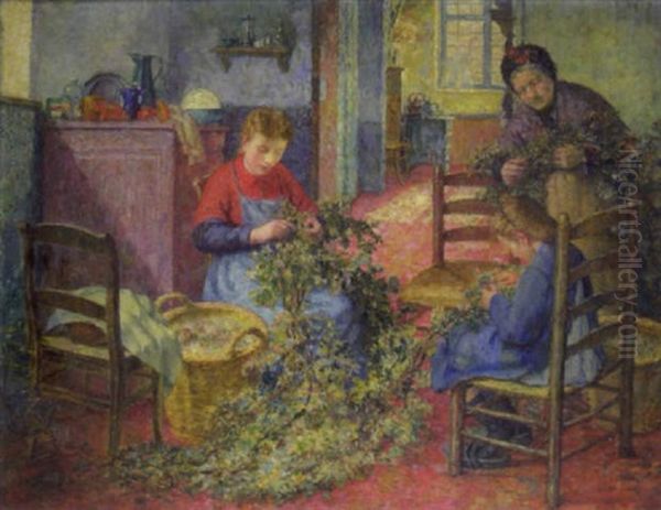 Le Tri Houblon Dans Un Interieur Oil Painting by Edouard (Egide) van Esbroeck