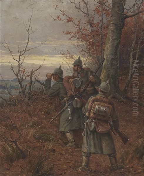 Spahtrupp Auf Einer Anhohe Oil Painting by Elmar von Eschwege