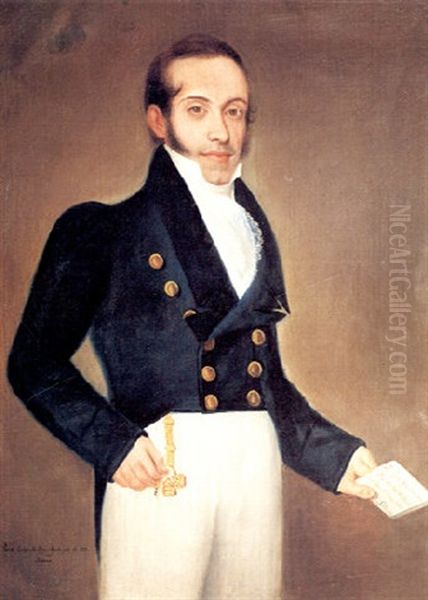 Retrato De Don Agustin De Las Heras Y Carazo Oil Painting by Vicente Escobar