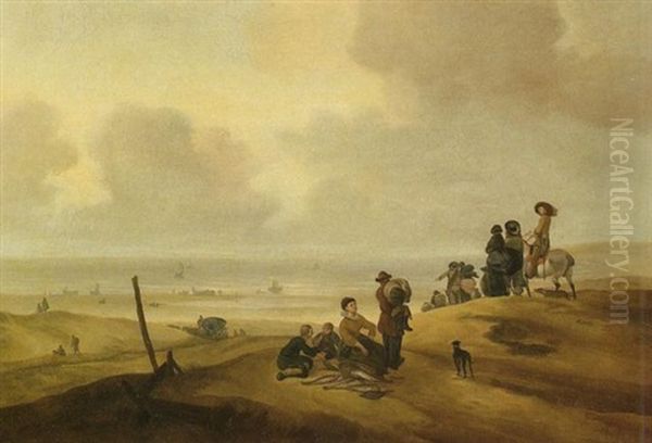 Vue De La Plage De Scheveningen A La Haye Oil Painting by Jacob Esselens