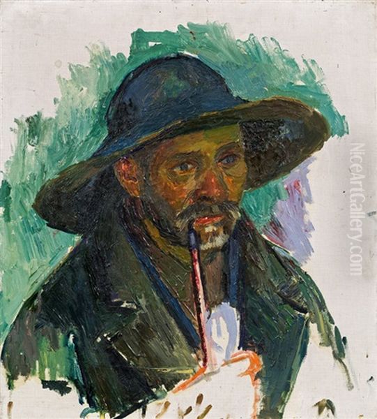 Alter Mann Mit Pfeife Oil Painting by Felix Esterl