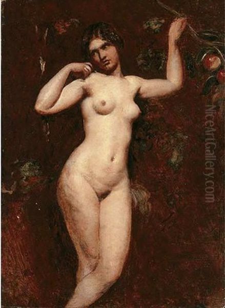 Female Nude Beside An Apple Tree Oil Painting by William Etty