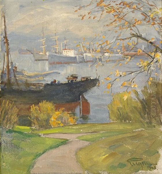 Hamnen, Host Oil Painting by Prince Eugen Of Sweden