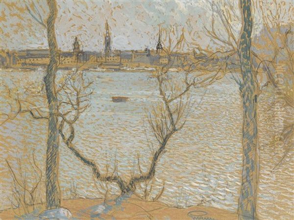 Utsikt Over Riddarfjarden Och Gamla Stan Fran Smedsudden Oil Painting by Prince Eugen Of Sweden