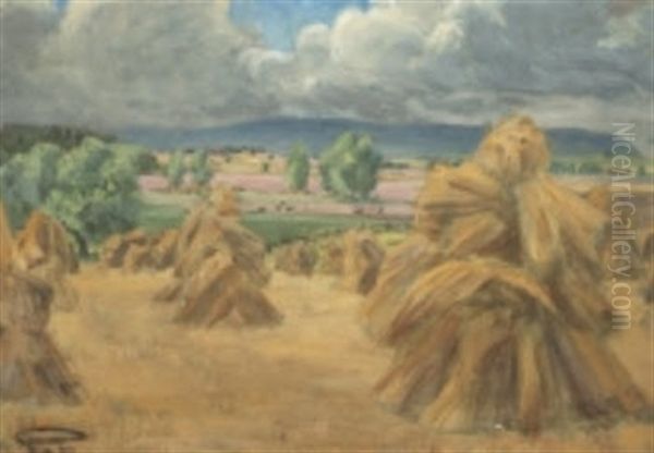 Landskap Med Hovolmar - Motiv Fran Klockaregarden, Orberga Oil Painting by Prince Eugen Of Sweden