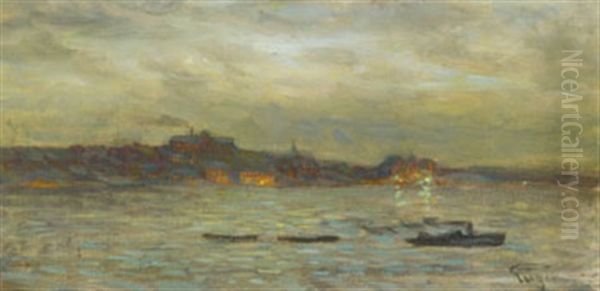 Inloppet, Gravader - Utsikt Fran Waldemarsudde Mot Kvarnholmen, Stockholm Oil Painting by Prince Eugen Of Sweden