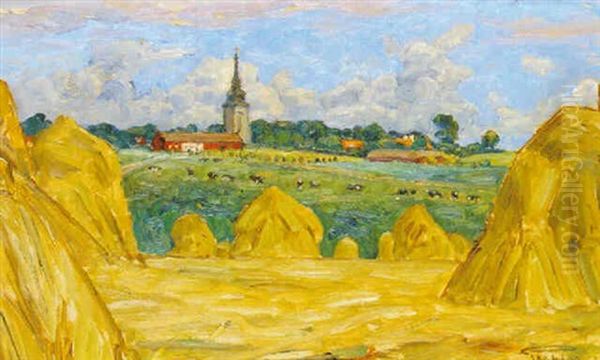 Hostackar I Orberga Oil Painting by Prince Eugen Of Sweden