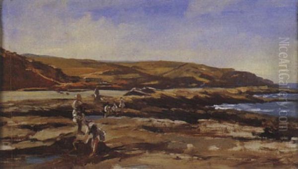 Personnages Dans Un Paysage Desertique De L'afrique Du Nord Oil Painting by Charles-Francois Eustache