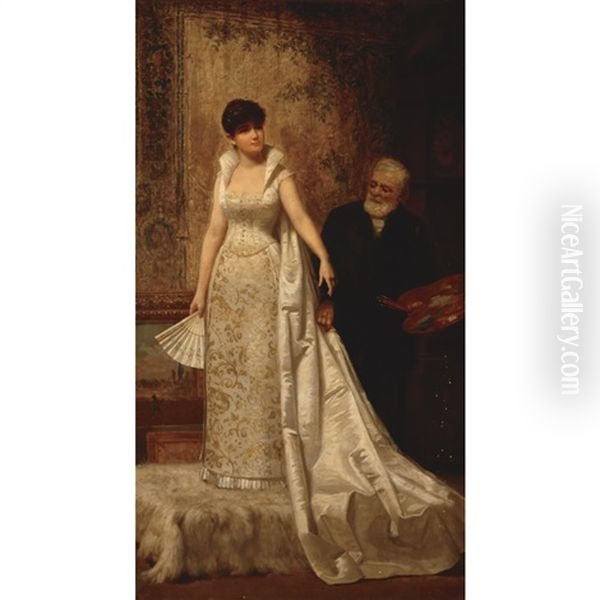 Model With The Artist Oil Painting by De Scott Evans