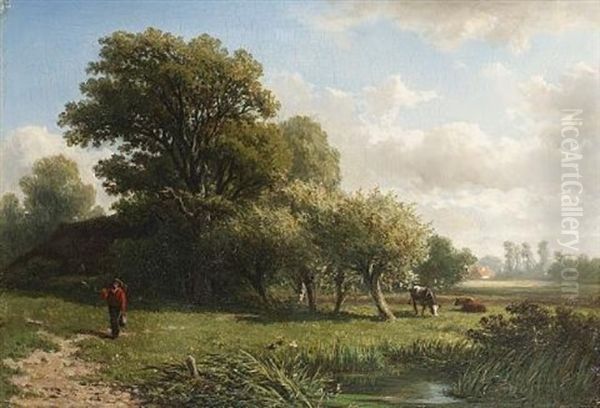 Landscape With A Figure On A Path Oil Painting by Adrianus van Everdingen