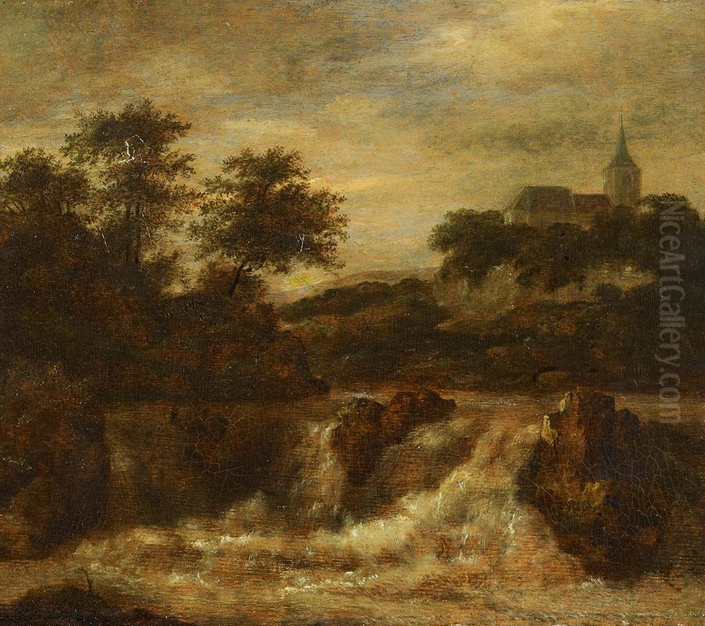 Mountain Landscape With Waterfall Oil Painting by Allaert van Everdingen