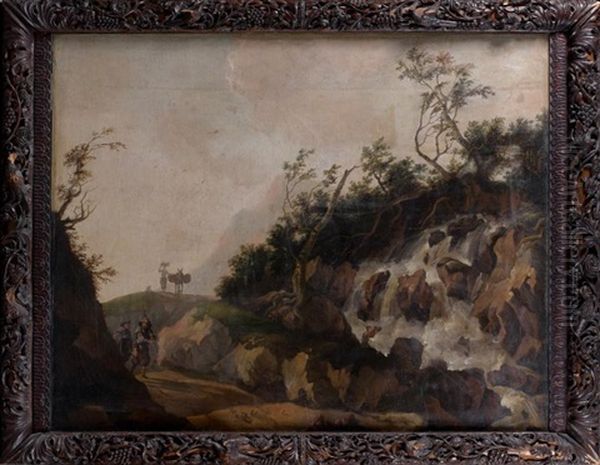 Paysans Pres D'une Cascade Oil Painting by Allaert van Everdingen