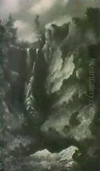Gebirgsschlucht Mit Einem Wasserfall. Oil Painting by Allaert van Everdingen