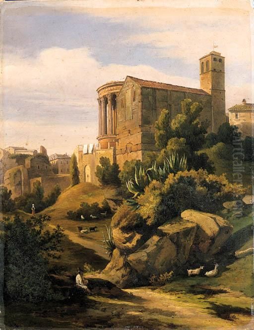 Tempio Di Vesta A Tivoli Oil Painting by Federico Ashton