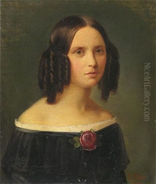 Portraits Of Louis Vohsen (+ 4 Others; 5 Works) Oil Painting by Carl Eybe