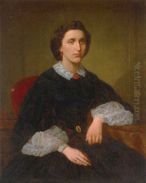 Damenportrat Oil Painting by Carl Eybe