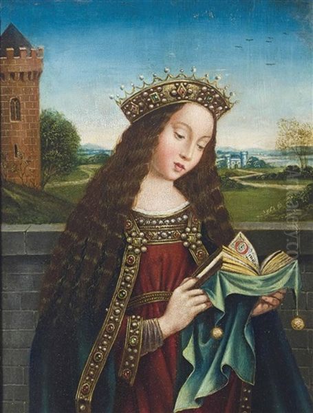 Saint Barbara Reading Oil Painting by Jan Van Eyck