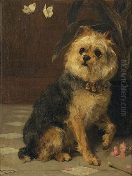 Yorkshire And Two Butterflies Oil Painting by Charles van den Eycken I