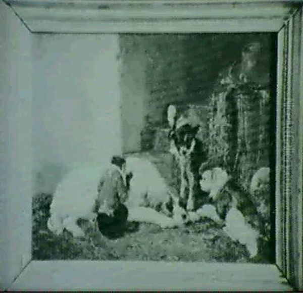 Circus Dogs Oil Painting by Charles van den Eycken