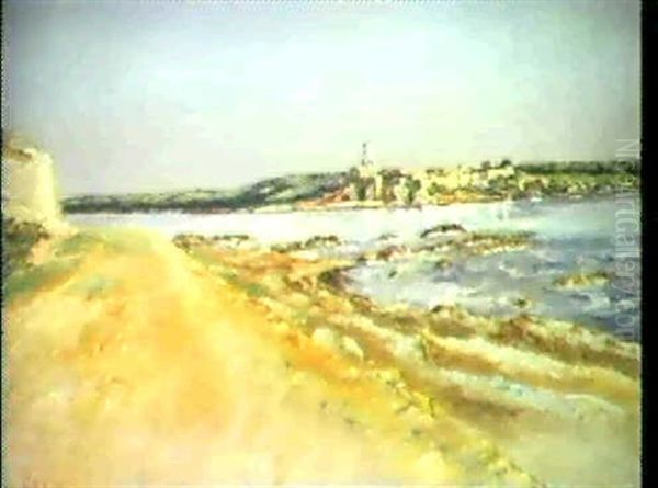 Die Isle De Ste. Marguerite Von Der Pointe De La Croisette  Aus Gesehen Oil Painting by Joseph Eysseric