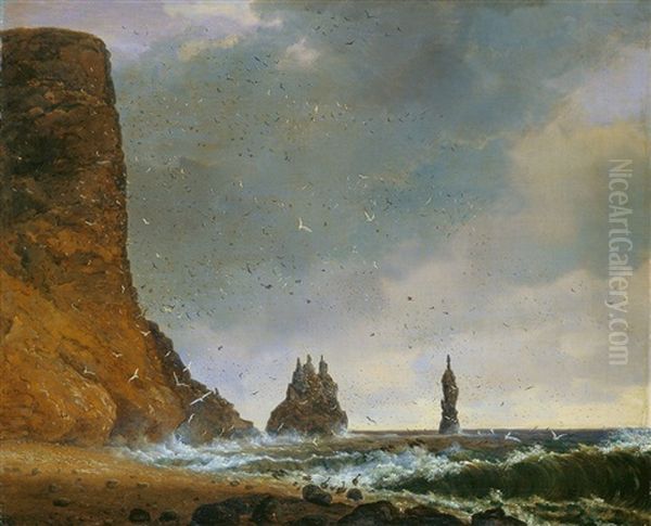 Felsige Kustenlandschaft Auf Island Oil Painting by Christian Friedrich Ezdorf
