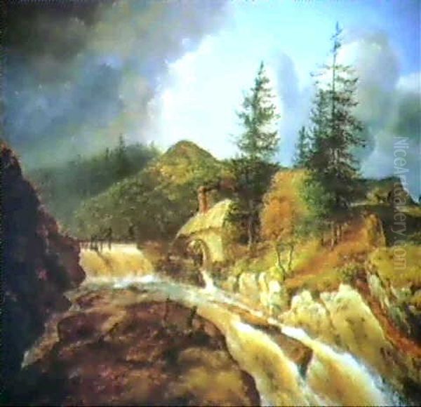 Hammerschmiede In Schweden Oil Painting by Johann Christian Michael Ezdorf