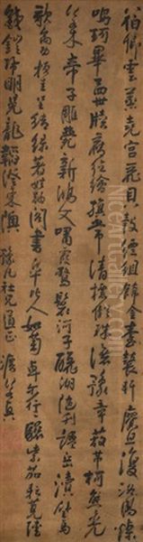 Poem In Running Script Oil Painting by Fa Ruozhen