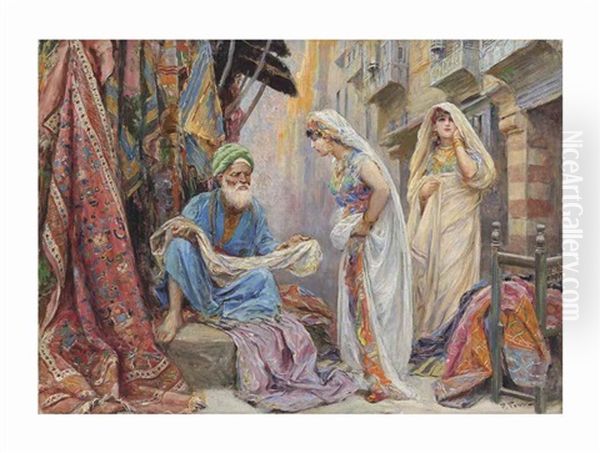 Choosing The Silk Oil Painting by Fabbio Fabbi