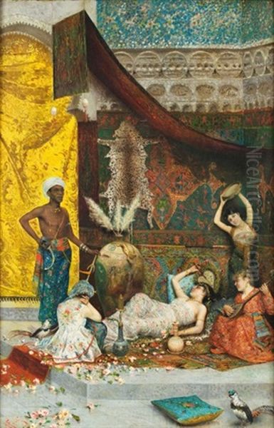 Interlude Musicale Au Harem Oil Painting by Fabbio Fabbi