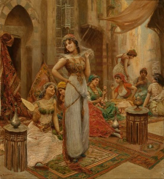 Harem Beauties At Market Oil Painting by Fabbio Fabbi