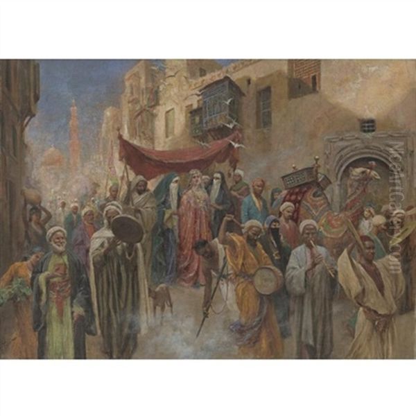 A Wedding Procession Oil Painting by Fabbio Fabbi