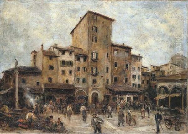 Firenze, Vecchio Mercato Oil Painting by Fabbio Fabbi