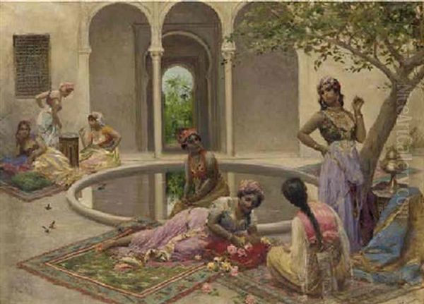 In The Courtyard Oil Painting by Fabbio Fabbi