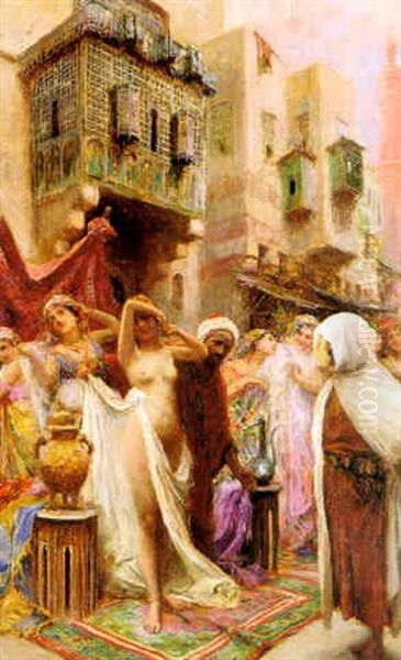 At The Slave Market Oil Painting by Fabbio Fabbi