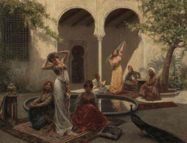 Divertissement Dans Un Patio Du Harem Oil Painting by Fabbio Fabbi
