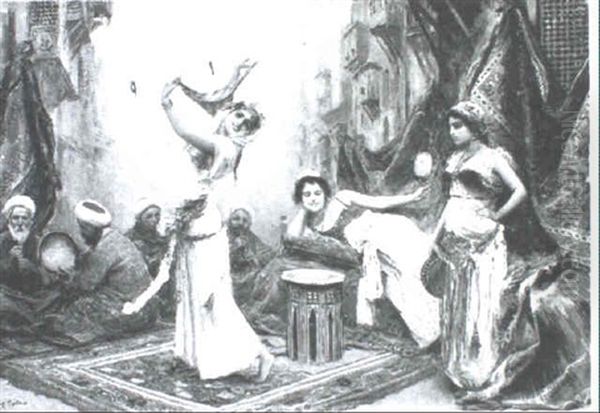 Oriental Dancers And Musicians Oil Painting by Fabbio Fabbi