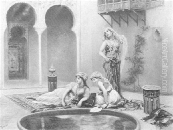 The Harem Courtyard Oil Painting by Fabbio Fabbi