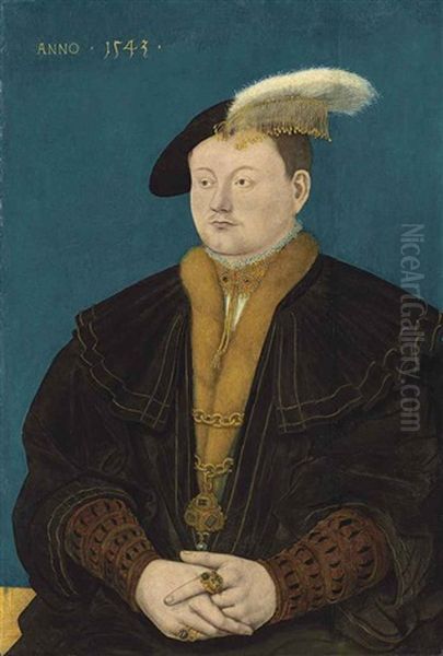 Portrait Of Friedrich Magnus I. Von Solms-laubach (1521-1561) Oil Painting by Conrad Faber von Creuznach
