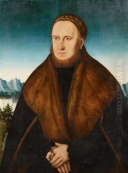 Bildnis Eines Bartigen Mannes Mit Kappe Und Pelzverbramten Mantel. Halbfigur Oil Painting by Conrad Faber von Creuznach