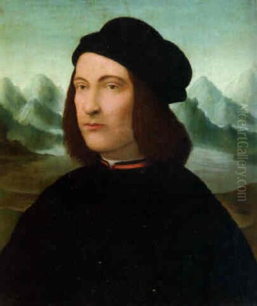Portrait Of A Young Gentleman, Bust-length, In Black Costume And A Hat Oil Painting by Conrad Faber von Creuznach